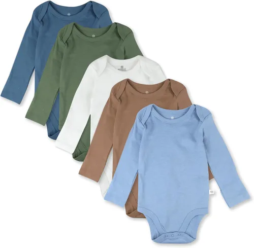 Vista 13 de HonestBaby Baby-girls - Paquete de 5 mamelucos de manga larga de una pieza 100% algodón orgánico para bebés y niñas Negro