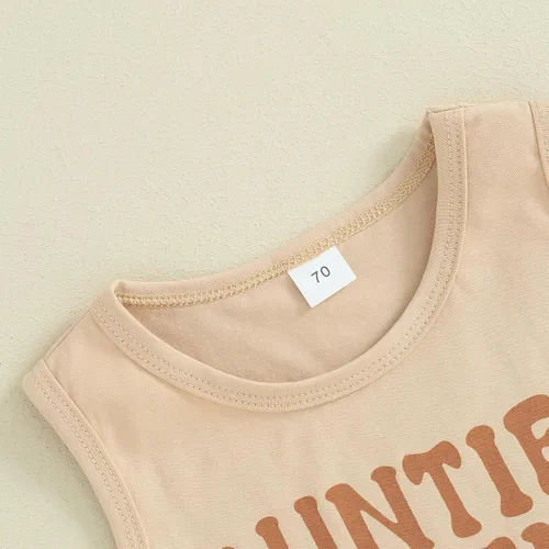 Vista 44 de Ropa de bebé niño sin mangas + pantalones cortos con estampado a rayas con bolsillos, 2 piezas de trajes de verano