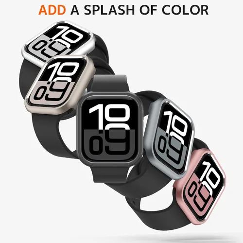 Vista 6 de NINKI Funda protectora delgada de aluminio para Apple Watch 11 de 1.654 in 2025 y serie 10 de 1.654 in 2024, [sin protector de pantalla] Funda Negro