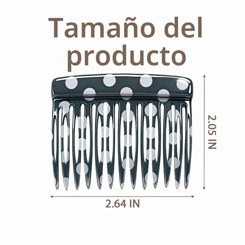 Vista 3 de 2 peines laterales franceses para mujer, accesorios para peinar el cabello, pinzas decorativas para el cabello (lunares)