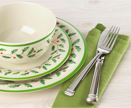 Vista 6 de Lenox 863669 Holiday - Juego de platos llanos de melamina de 4 piezas, vajilla navideña, alojamiento