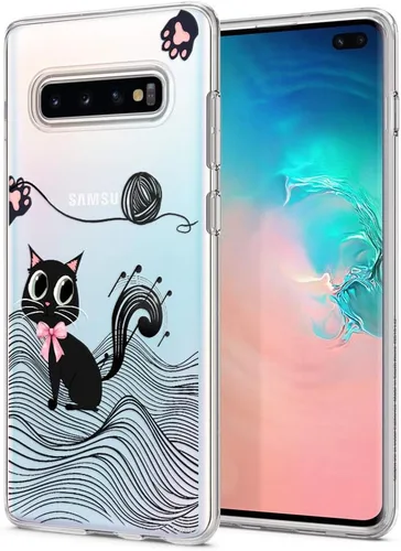 Vista 11 de Unov Funda para Galaxy S10, transparente con diseño, ajuste delgado, buen agarre, funda de teléfono en relieve, cubierta protectora a prueba