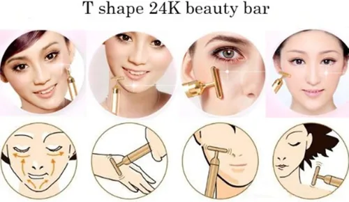 Vista 8 de AnHua Masaje facial de oro del rodillo del cuidado de la piel del pulso antienvejecimiento del masaje 24K de la belleza