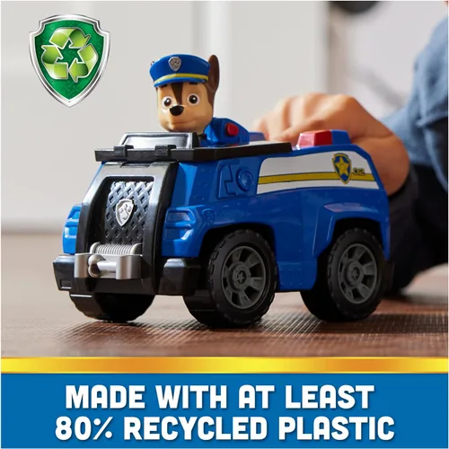 Vista 2 de Paw Patrol, Patrulla de Chase, Vehículo de juguete con figura de acción coleccionable, juguetes para niños con conciencia sostenible para niños