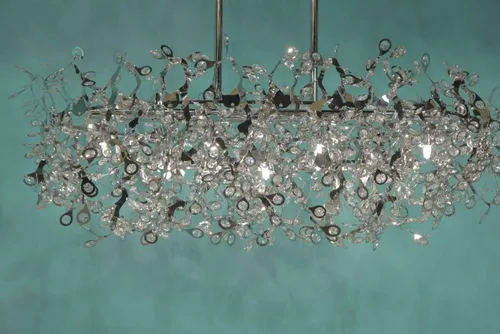Vista 2 de Maxim Lighting Comet - Colgante de 7 luces Acabado cromado pulido Pantalla de vidrio Colgante de transición para cocinas y comedores
