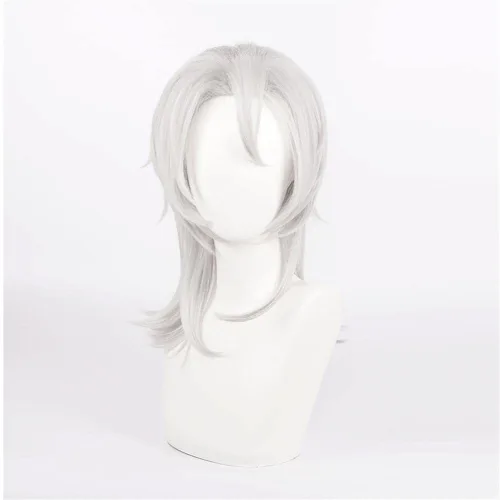 Vista 4 de Mystylecos Anime Uzui Tengen - Peluca de cosplay para Demon Slayer Kimetsu no Yaiba - Pelucas largas de cosplay color blanco plateado
