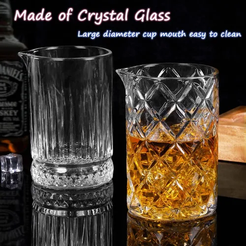Vista 3 de Vasos cocteleros de 24 onzas – Barra de cristal de 24.0 fl oz con vasos de agitación (2 piezas) para whisky, Martini, Old Fashioned