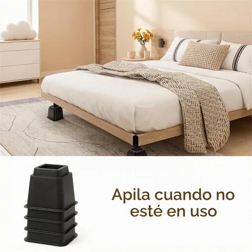 Vista 5 de Okllen Paquete de 6 elevadores de muebles de cama, elevadores de sofá resistentes de 5 pulgadas con almohadillas antideslizantes, elevadores