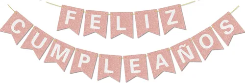 Vista 8 de Cartel de feliz cumpleaños pre-encordado – No DIY – con letras brillantes con purpurina FELIZ CUMPLEAÑOS DECORACIONES Banner para decoración