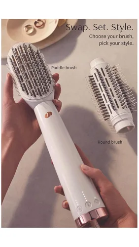 Vista 8 de T3 AireBrush Duo - Cepillo intercambiable de aire caliente con dos accesorios, incluye 15 combinaciones de calor y velocidad, tecnología T3 IonFlow