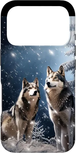 Vista 30 de Wolves Christmas Wolf Snowy Winter Forest Snowflakes Case para iPhone 16