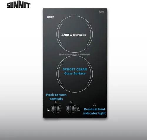Vista 6 de Summit CR2220B - Placa eléctrica de 2 quemadores de 12 pulgadas, 230 voltios, compatible con ADA, negro