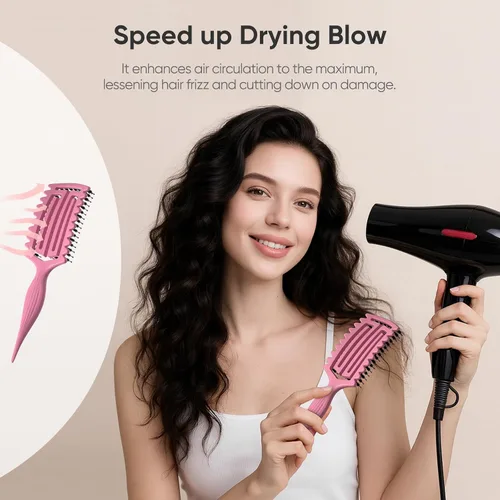 Vista 5 de AM8:00 Cepillo definidor de rizos, cepillo de pelo rizado para dar forma y separar el cabello Para añadir volumen, diseño ventilado para secado