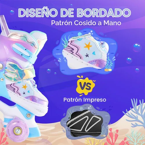 Vista 4 de Kids Roller Skates with 6 Protection Pads, Adjustable Size Girl Roller Skates for Kids Beginner, Toddlers Roller Skate with 8 Light Up