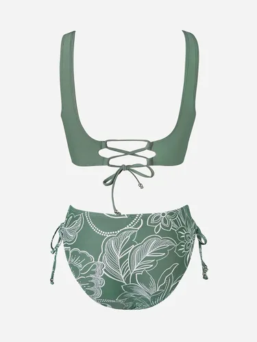 Vista 6 de CUPSHE - Bikini para mujer - Traje de baño de dos piezas con cruce frontal y cordones