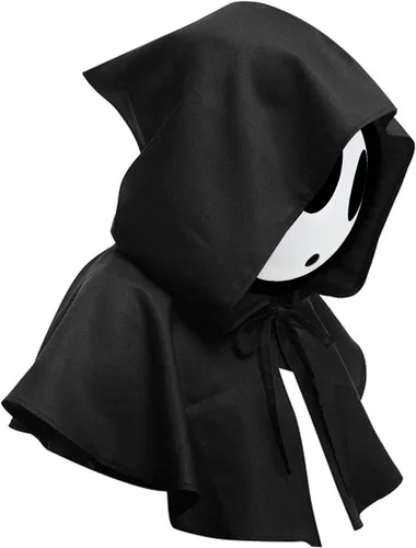 Vista 2 de Máscara de chico tímido con capa, 2 piezas, disfraz de anime de sueño blanco para Halloween, accesorios de accesorios de cosplay
