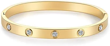 Vista 3 de My Daily Styles Pulsera de acero inoxidable con bisagras CZ para mujer, tamaño 7 pulgadas
