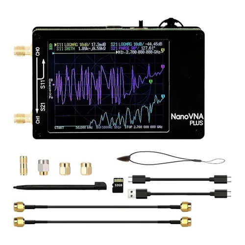 Vista 2 de Spectrum Analyzer, 50Khz-2.7Ghz Vector Network Analyzer Rechargeable Nanovna Plus Antenna Spectrum for Transmission Coefficients(Analyzer 32G SD
