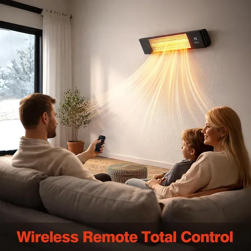 Vista 4 de Calentador eléctrico infrarrojo para patio, calentador eléctrico para patio al aire libre, colgante y calentador montado en el techo para patio