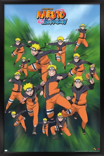 Vista 9 de Trends International Naruto Shippuden - Póster de pared de poses, 14.725 x 22.375 pulgadas, versión enmarcada de madera de granero