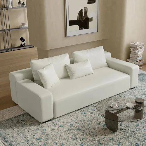 Vista 3 de Acanva Juego de sofá seccional modular en forma de L de tamaño grande moderno para sala de estar, sofá de esquina de 4 plazas de estilo minimalista