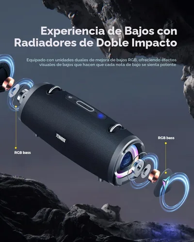 Vista 5 de YEAHBOX P100 100W Altavoz Bluetooth portátil, altavoz al aire libre, RGB Negro