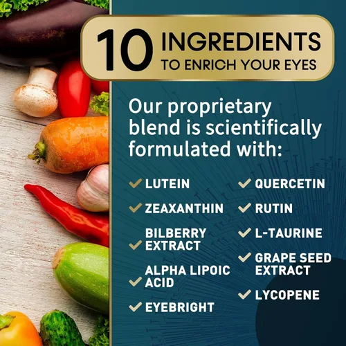 Vista 2 de Vitaminas para los ojos - Vitamina de salud ocular con luteína y zeaxantina - Visión Salud macular y apoyo para los ojos con zinc, vitaminas C E