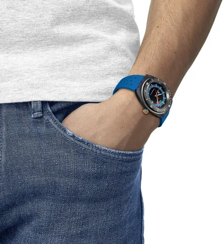 Vista 4 de Tissot Sideral S Powermatic 80, Azul, Moderno