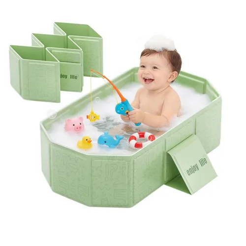Vista 9 de Bañera para niños pequeños para ducha, bañera plegable para bebé, bañera portátil para niños y bañera plegable para niños pequeños de 1 a 8 años