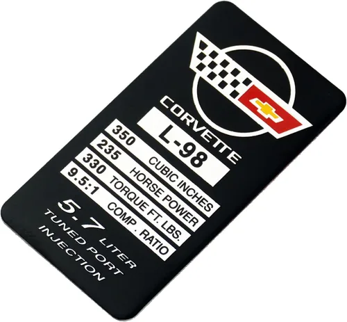 Vista 4 de 1 placa de identificación de motor C4 Corvette 1990 L98 con placa de datos de metal, placa de identificación 3D, 235 CV, 330 TQ de repuesto