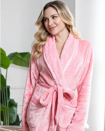 Vista 5 de Lotus Linen Plush Hooded Bathrobe for Women, Customized Monogram Robe, Cozy and Luxurious