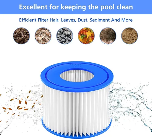 Vista 4 de Cartucho de filtro para bañera de hidromasaje tamaño VI compatible con Lay-Z-Spa, Coleman SaluSpa 90352E 58323, paquete de 6