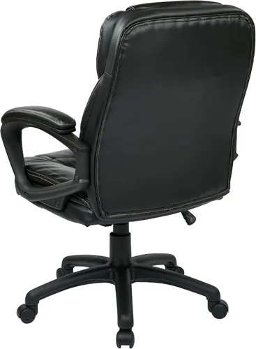 Vista 9 de Office Star Deluxe sobremedida silla de piel sintética con brazos acolchada, Cuero falso Nylon, Negro