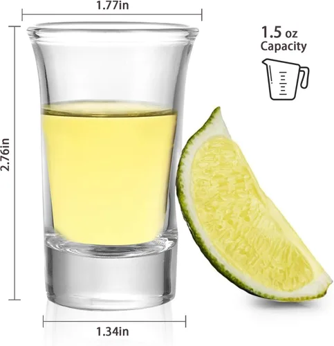 Vista 8 de Juego de 40 vasos de chupito a granel, vasos de chupito de whisky de 1.5 onzas con base pesada, vasos de chupito de vidrio transparente para whisky