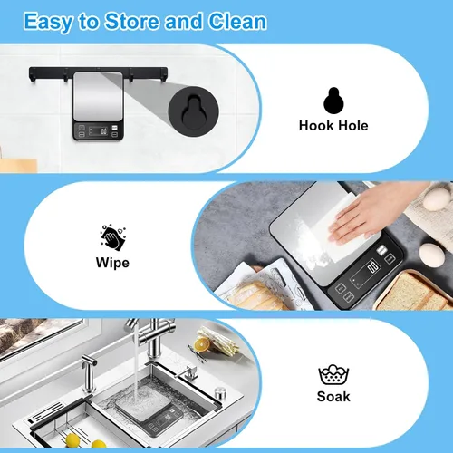 Vista 8 de Diyife - Báscula de cocina grande de 22 libras con 0.00 oz de alta precisión, IPX67 impermeable Stainless Steel Food Scale, 10 Unit, Washable