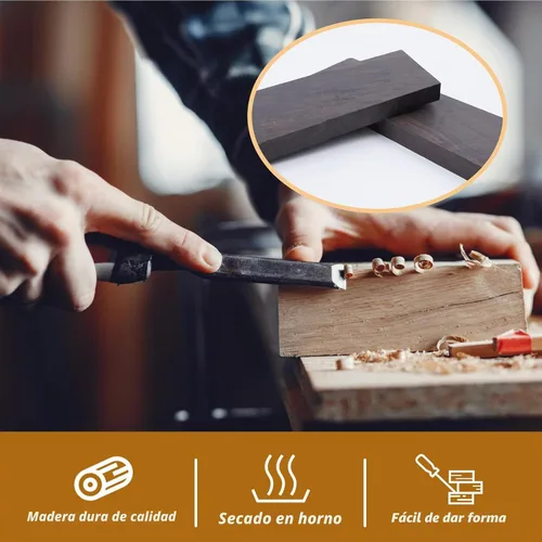 Vista 6 de Coshar 2 piezas de madera de ébano negro madera negro ébano blanco mango de madera material para bricolaje instrumentos de música herramientas