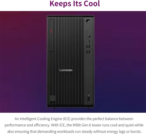 Vista 8 de Lenovo ThinkCentre M90t Gen 6 A.I. PC • Computadora de escritorio Intel Ultra 9 285 de 24 núcleos • DDR5 de 64 GB • SSD de 4 TB • Office 365