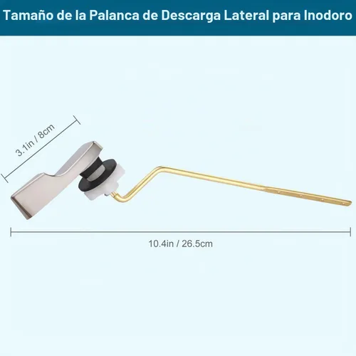 Vista 3 de Kit de repuesto de manija de inodoro de metal universal de montaje lateral compatible con American Standard/Mansfield/Gerber/TOTO/Kohler inodoro