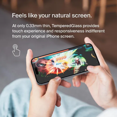 Vista 4 de Belkin ScreenForce - Protector de pantalla tratado con vidrio templado para iPhone 15 Pro Max, delgado y resistente a los arañazos, incluye marco