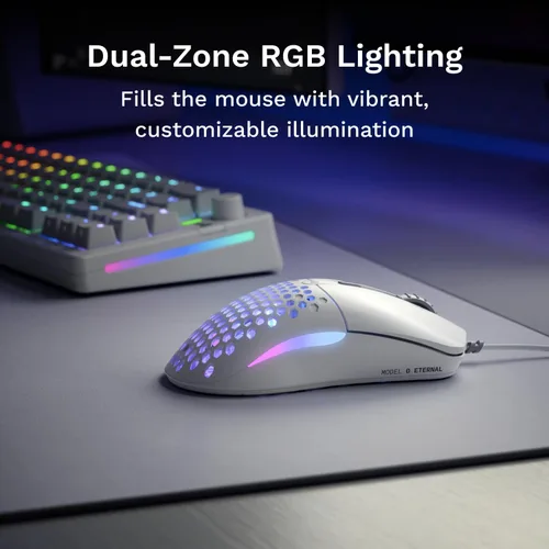 Vista 4 de Glorious Gaming - Mouse superligero con cable para juegos de PC con carcasa de panal, 6 botones programables, iluminación RGB y patines de PTFE