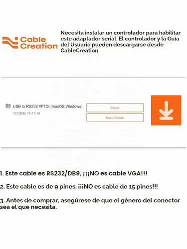 Vista 6 de CableCreation Cable USB a serie RS232 de 3.3 pies con chip PL2303 Prolific, adaptador DB9 para Windows 11,10, 8,1, 8,7, Linux, Mac OS, 1M/negro