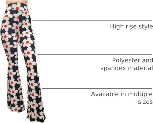 Vista 128 de ShopMyTrend - Pantalones de yoga largos con piernas anchas y acampanadas estilo palazzo, con cintura alta, para mujer