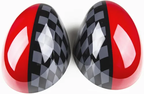 Vista 17 de Cubierta de espejo retrovisor lateral compatible con Mini Cooper R50-R53 DC01 Black Jack ABS - Tapa de espejo exterior adhesiva para Gen 1 R50 R53