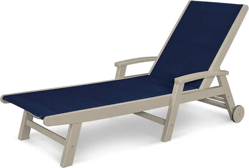 Vista 7 de POLYWOOD® Tumbona costera, negro/honda de arpillera Negro / eslinga de arpillera