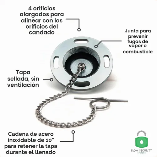 Vista 3 de La tapa de tanque de combustible con bloqueo no ventilada de Flow Security Systems Asegura tanques de combustible comerciales de transferencia
