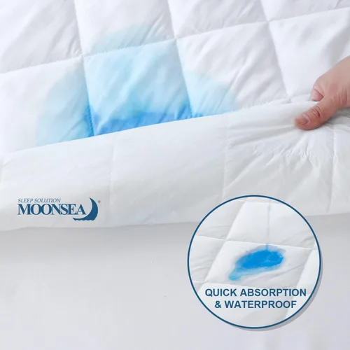 Vista 3 de Protector de colchón Queen impermeable, absorbente, funda de colchón tamaño Queen, protector de colchón acolchado ajustable con bolsillo profundo