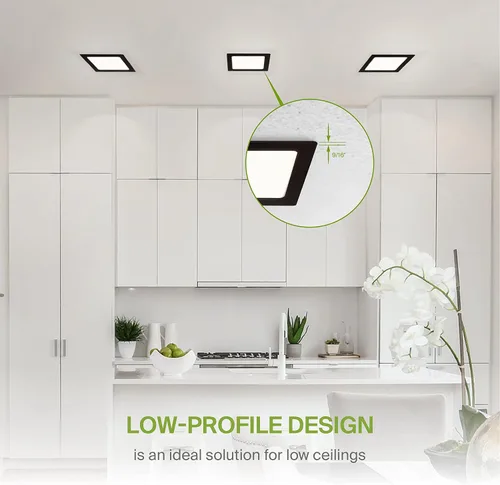 Vista 4 de ASD Paquete de 6 luces LED empotrables cuadradas de 6 pulgadas, 5 CCT 2700K-5000K CRI90+, 15 W 60 W Eqv, luces de techo ultra finas y regulables