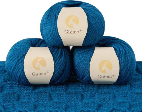 Vista 48 de 100% lana de merino para tejer, 3 capas de lana lujosa y suave para tejer a mano y ganchillo (ámbar, 1 bola)