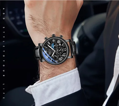 Vista 7 de FANMIS Reloj analógico deportivo militar multifuncional clásico para hombre, vestido de negocios, impermeable, cronógrafo luminoso, cielo