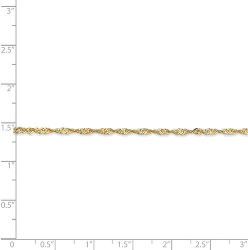 Vista 5 de Collar de cadena de Singapur de oro amarillo de 14 quilates, 0.067in, con cierre seguro de langosta